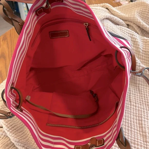 🆕DOONEY & BOURKE Shopper TOTE-Cloth w/Leather Handles-Key clasp inside - Picture 5 of 12